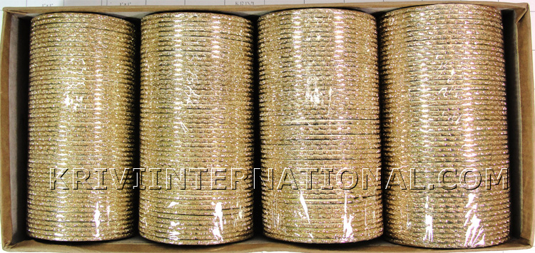 KKLL10A01 16 Dozen Gold Metallic Bangles Choori with Shimmer Handiwork