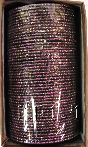KKLL10C07 4 Dozen Purple Metal Bangles Choori with Glitter Handiwork