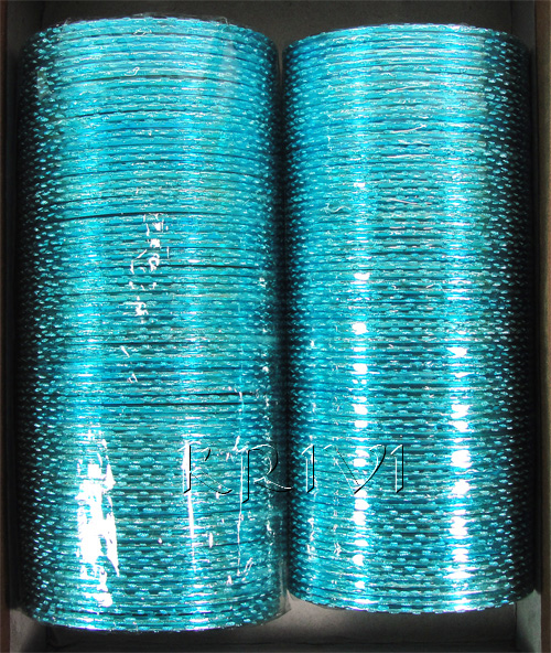 KKLL10D04 12 Dozen Blue Metallic Bangle Choori
