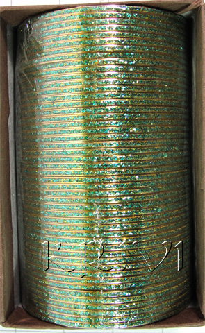 KKLL10F06 4 Dozen Green Metal Bangles Choori with Glitter Handiwork