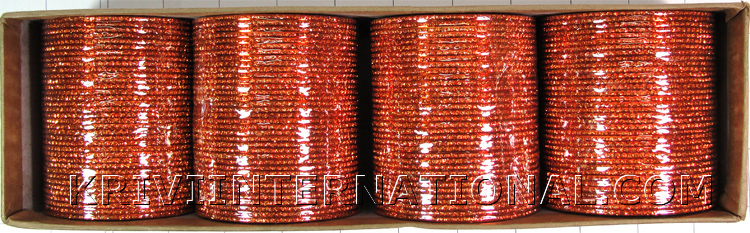 KKLL10G02 12 Dozen Red Metallic Bangles Choori with Glitter Handiwork