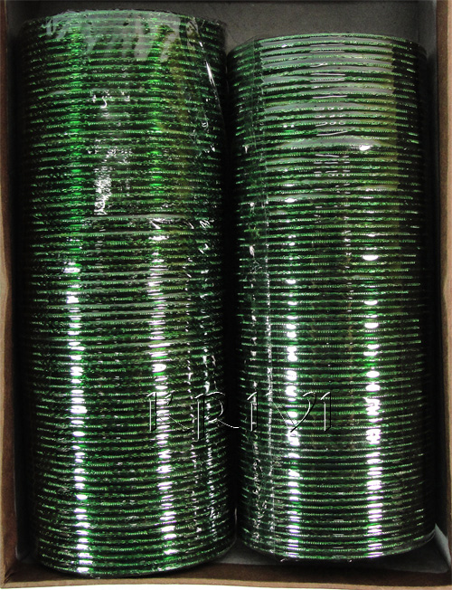 KKLL10H04 12 Dozen Green Metallic Bangle Choori
