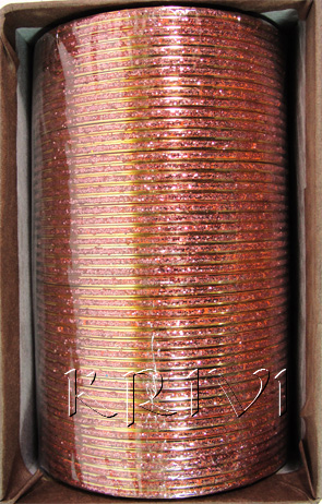 KKLL10J06 4 Dozen Orange Metal Bangles Choori with Glitter Handiwork