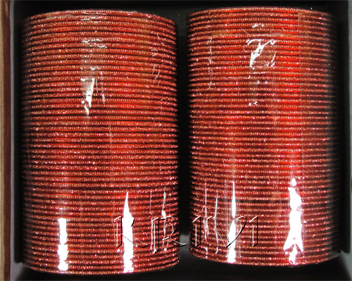 KKLL10L03 8 Dozen Orange Metal Bangles Choori with Glitter Handiwork