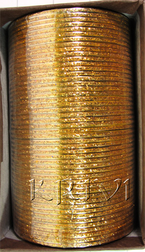 KKLL10M06 4 Dozen Golden Metal Bangles Choori with Glitter Handiwork