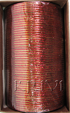 KKLL10N06 4 Dozen Red Metal Bangles Choori with Glitter Handiwork