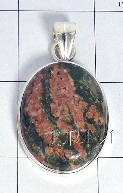 KPLL09117 Genuine German Silver Unakite Pendant