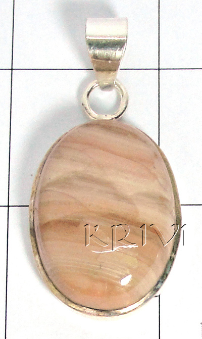 KPLL09144 Wholesale German Silver Petrifywood Pendant