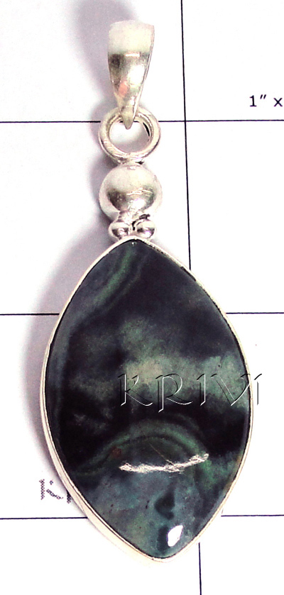 KPLL09157 Fancy White Metal Green Jesper Pendant