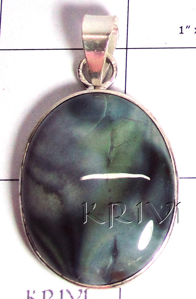 KPLL09158 Exquisite German Silver Green Jesper Pendant