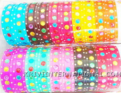 KWLK06001 40 acrylic stones studded bangles sets in 10 different colours