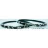 KKLK01032 Pair of black acrylic bangles with inlined fabric handiwork.
