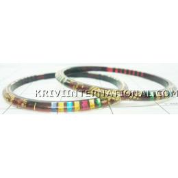 KKLK03065 A pair of acrylic bangles with inbuilt fabric work