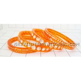KKLK06010 2 broad and 4 thin acrylic bangles with stones handiwork