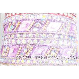 KKLK06E19 2 broad and 4 thin lac bangles with stones handiwork