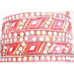 KKLK06F19 2 broad and 4 thin lac bangles with stones handiwork