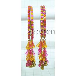 KKLL02C03 4 Thin Bangles with colored stones & Hangings
