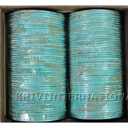 KKLL09A03 8 Dozen Blue Metallic Bangles with Glitter Handiwork