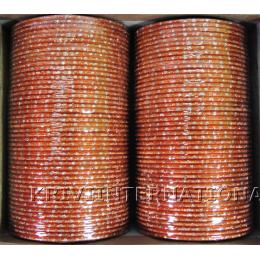 KKLL09B01 8 Dozen Orange Metallic Bangles with Glitter Handiwork