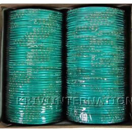 KKLL09B03 8 Dozen Blue Metallic Bangles with Glitter Handiwork
