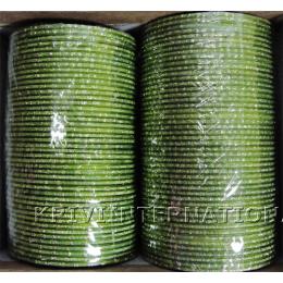 KKLL09F01 8 Dozen Green Metallic Bangles with Glitter Handiwork
