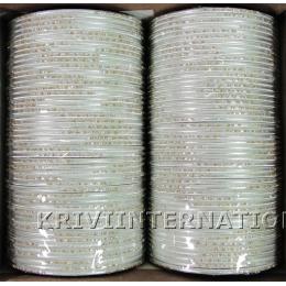 KKLL09J03 8 Dozen Silver Metallic Bangles with Glitter Handiwork
