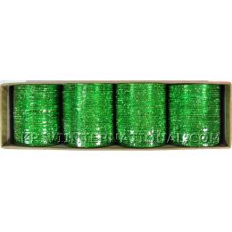 KKLL10A02 12 Dozen Green Metallic Bangles Choori with Glitter Handiwork