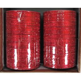 KKLL10C03 8 Dozen Red Metal Bangles Choori with Glitter Handiwork