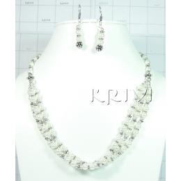 KNLL09002 White Metal Jewelry Necklace Earring set