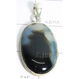 KPLL09004 Stylish White Metal Onyx Pendant
