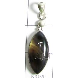 KPLL09010 Fine Quality White Metal Onyx Pendant