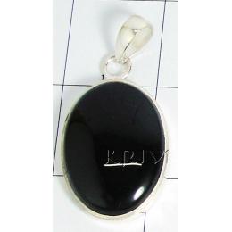 KPLL09017 Indian Handcrafted White Metal Onyx Pendant