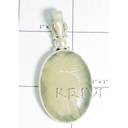 KPLL09035 New Design White Metal Carved Onyx Pendant