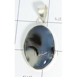 KPLL09049 Beautiful Onyx White Metal Pendant