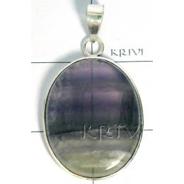KPLL09165 Exclusive White Metal Flourite Pendant