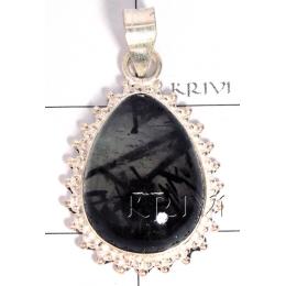 KPLL09168 Wholesale German Silver Black Rutil Pendant