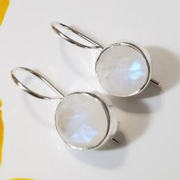 SAEMK08001 Latest Design Cut Stone 925 Silver Plain Setting Moonstone Earrings