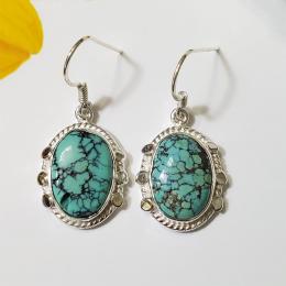 SAEMK08041 Turquoise Natural Gemstone Designer Dangle Earring Sterling Silver