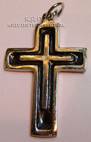 KPKQ08001 Oxidised Cross Pendant With Black Thread