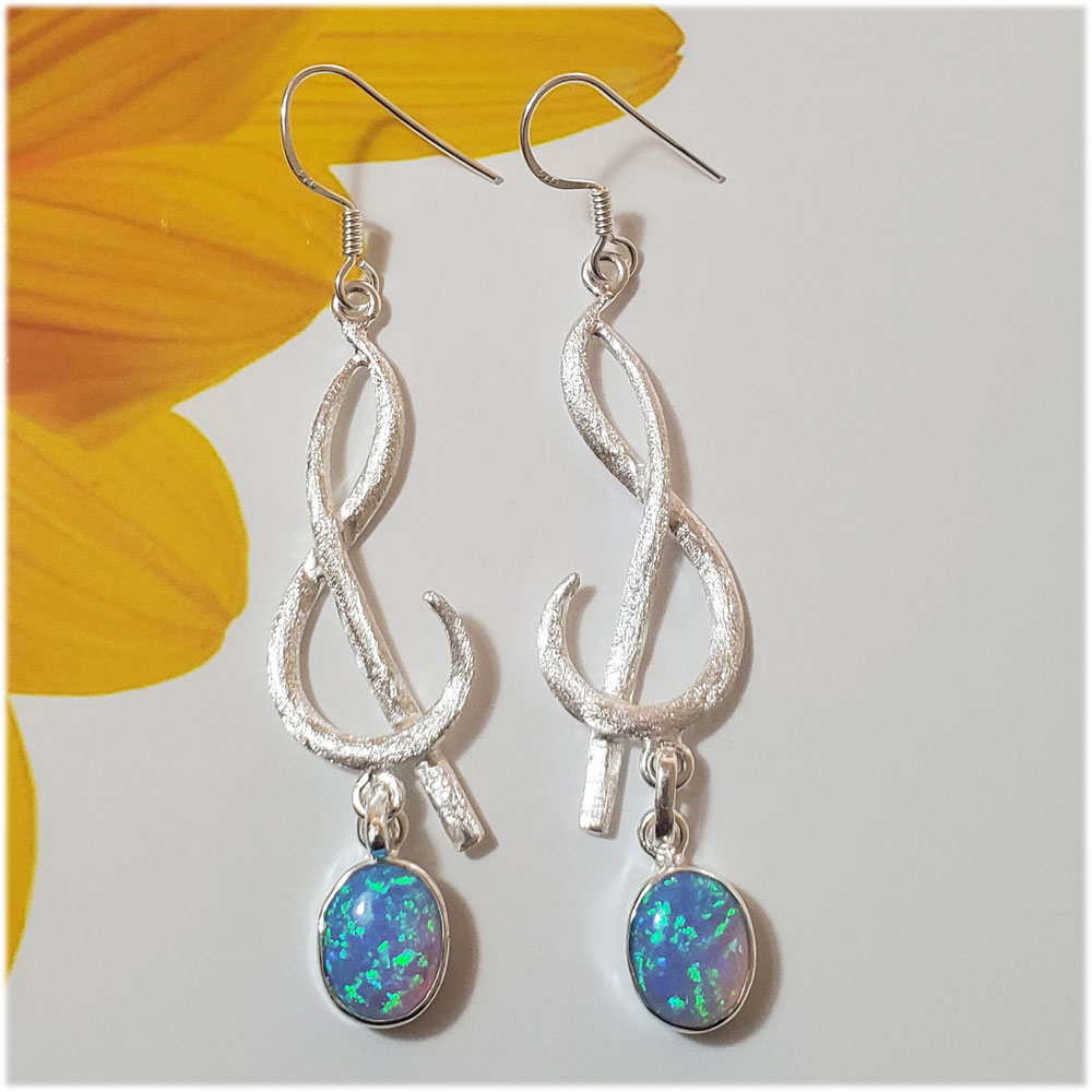 SAELS01004 Australian Opal Earrings Sterling Silver, Krivi International, Wholesale Jewelry USA