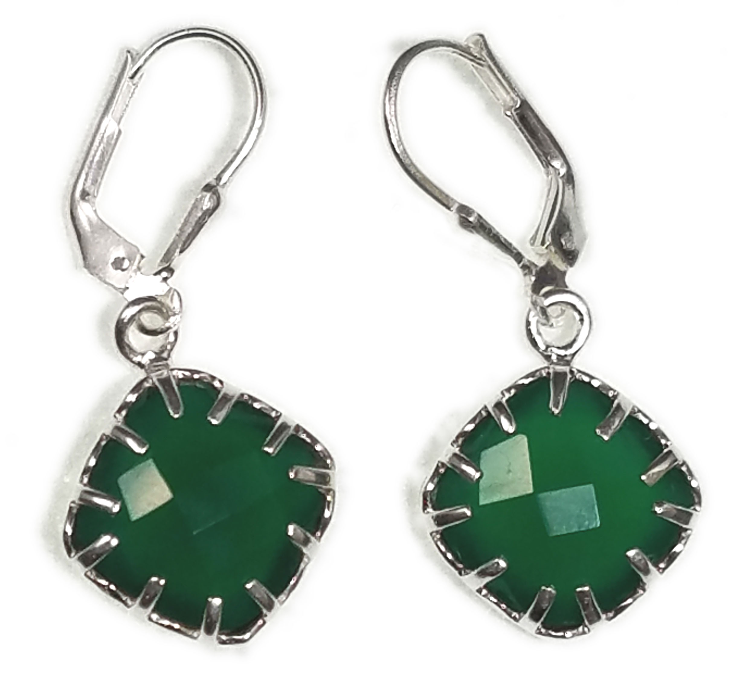 SAELS01033 Green Onyx Earrings 925 Sterling Silver, Krivi International ...