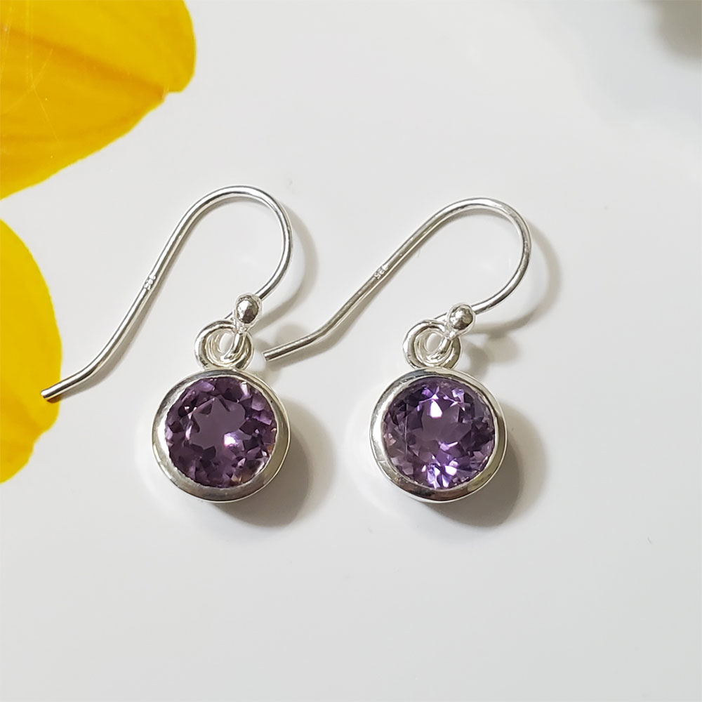 Details about   Amethyst Gemstone Jewelry 925 Sterling Silver Rose Color Earrings 