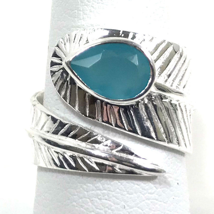 Chalcedony 925 Silver Plated Ring Fashion Handmade Jewelry US Size 6.75  R-24431