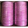 KKLL09G01 8 Dozen Pink Metallic Bangles with Glitter Handiwork