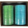 KKLL10A03 8 Dozen Green & Blue Metal Bangles Choori with Glitter Handiwork