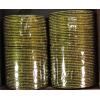 KKLL10O03 8 Dozen Green Metal Bangles Choori with Glitter Handiwork