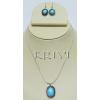 KNKS01017 Turquoise Color Stone Necklace Earring Set