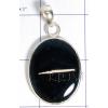 KPLL09135 Fancy White Metal Moss Agate Pendant