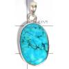 KPLL09169 Genuine White Metal Blue Turquoise Pendant