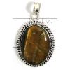 KPLL09184 White Metal Jewelry Tiger Eye Pendant